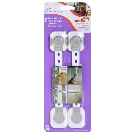 Dreambaby Dreambaby Twist 'N Lock Gray/White Plastic Adhesive Multi-Use Latch 2 pk L1442